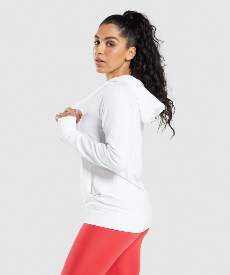 Women's Gymshark Training Hoodie White | CA 6D1835